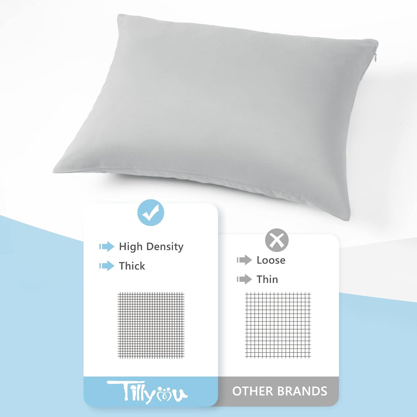 TILLYOU Toddler Pillowcase 2 Pack with Zipper,Silky Soft Microfiber 13" x 18" Kids Travel Pillow