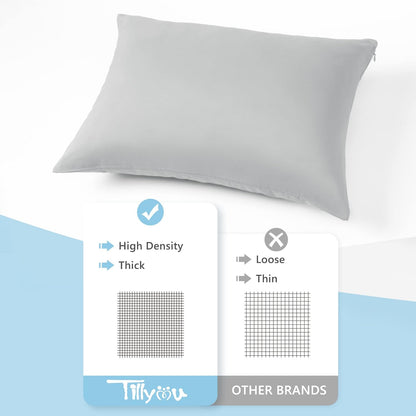 TILLYOU Toddler Pillowcase 2 Pack with Zipper,Silky Soft Microfiber 13" x 18" Kids Travel Pillow