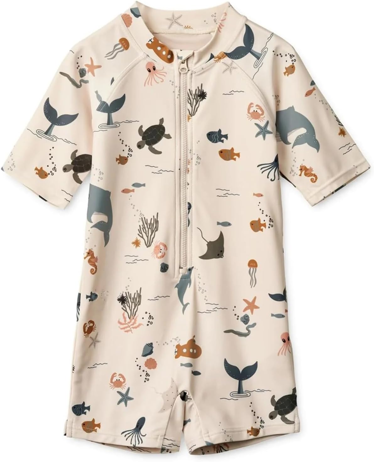 Boys One Piece Swimsuit Whale Dolphin Bathing Suit Zipper Rash Guard Kid Short Sleeve Swimwear