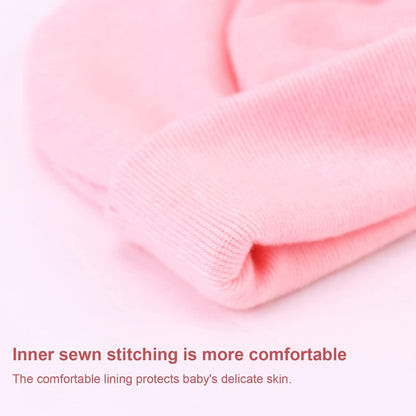 BQUBO Newborn Baby Hats Mittens Set Hospital Hat Beanie Infant Bow Hats Baby Gloves No Scratch