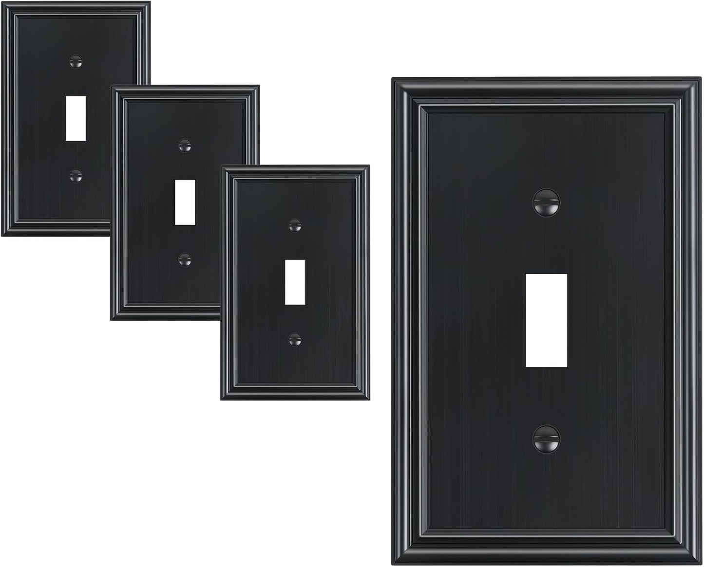 4-Pack Single Toggle Light Switch Cover Plate, Durable Solid Zinc Alloy Decorative Switch Plate