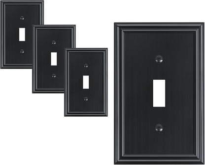 4-Pack Single Toggle Light Switch Cover Plate, Durable Solid Zinc Alloy Decorative Switch Plate