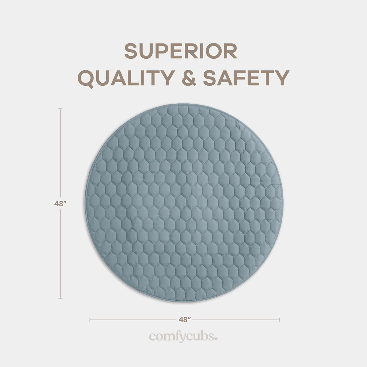Comfy Cubs Round Kids Play Mat - Medium 48 inches Soft Quilted Baby Floor Mat with Non-Slip Bottom