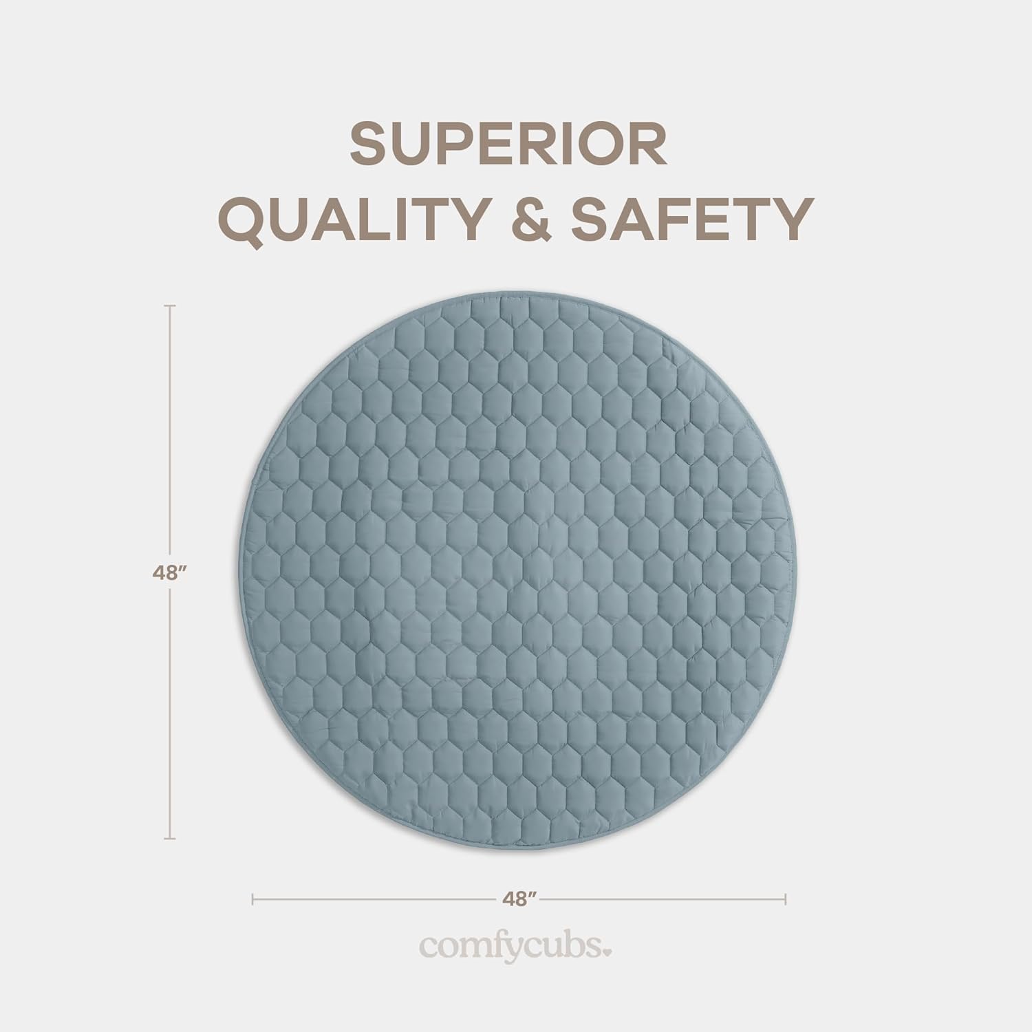 Comfy Cubs Round Kids Play Mat - Medium 48 inches Soft Quilted Baby Floor Mat with Non-Slip Bottom