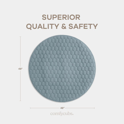 Comfy Cubs Round Kids Play Mat - Medium 48 inches Soft Quilted Baby Floor Mat with Non-Slip Bottom