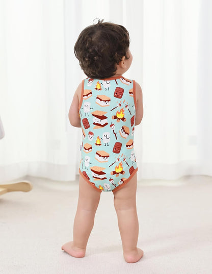 Baby Boy Girl Pajamas Toddler Infant Unisex Sleeveless Sleep Bodysuit Sleepwear Newborn Snap Snug