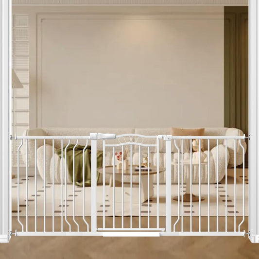 62.2-71.6" Extra Wide Baby Gate for Stairs No Drilling, 30" Tall Auto Close Press Mounted Dog Gates