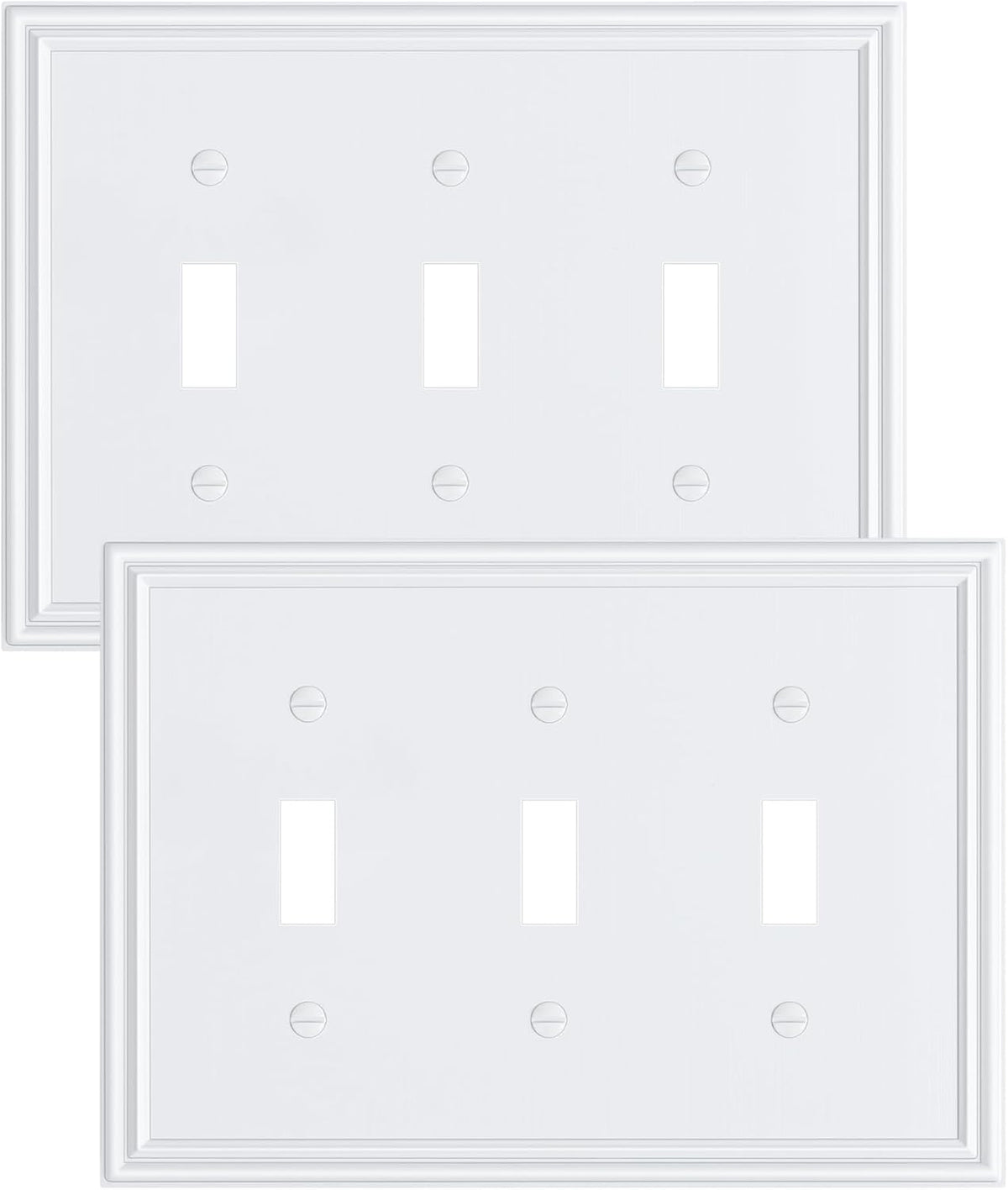 2-Pack Triple Toggle Light Switch Cover Plate, Durable Solid Zinc Alloy Decorative Switch Plate