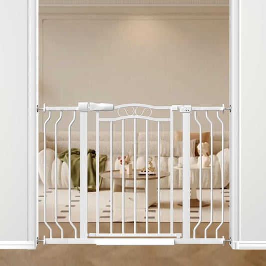29.5-43.7" Wide Baby Gate for Stairs No Drilling, 30" Tall Metal Pet Baby Safety Gates with