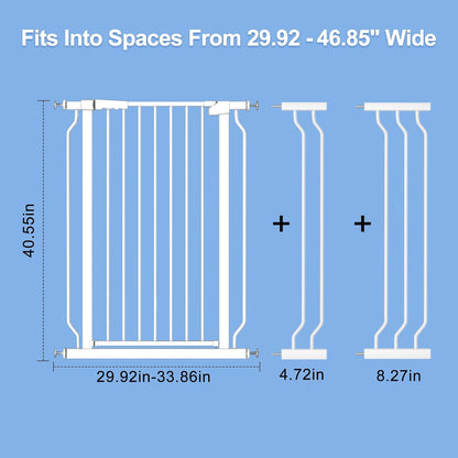 WAOWAO Extra Tall 40.55" Baby Gate 29.92-46.85" Wide Pressure Mounted Walk Through Swing Auto Close