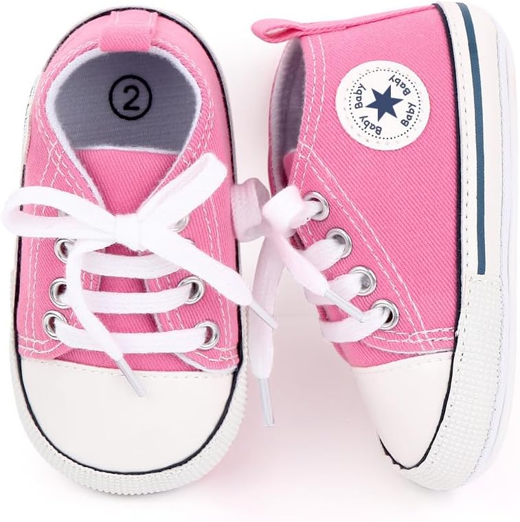 Unisex Baby Girls Boys Canvas High-top Shoes, Newborn Infant Anti-Slip Soft Sole Frist Walking