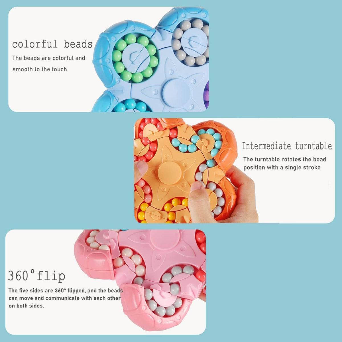 YUDANSI Magic Bean Puzzle Toy, Rotating Magic Bean Fidget Toys 2-in-1, Magic Ball Brain Teaser STEM