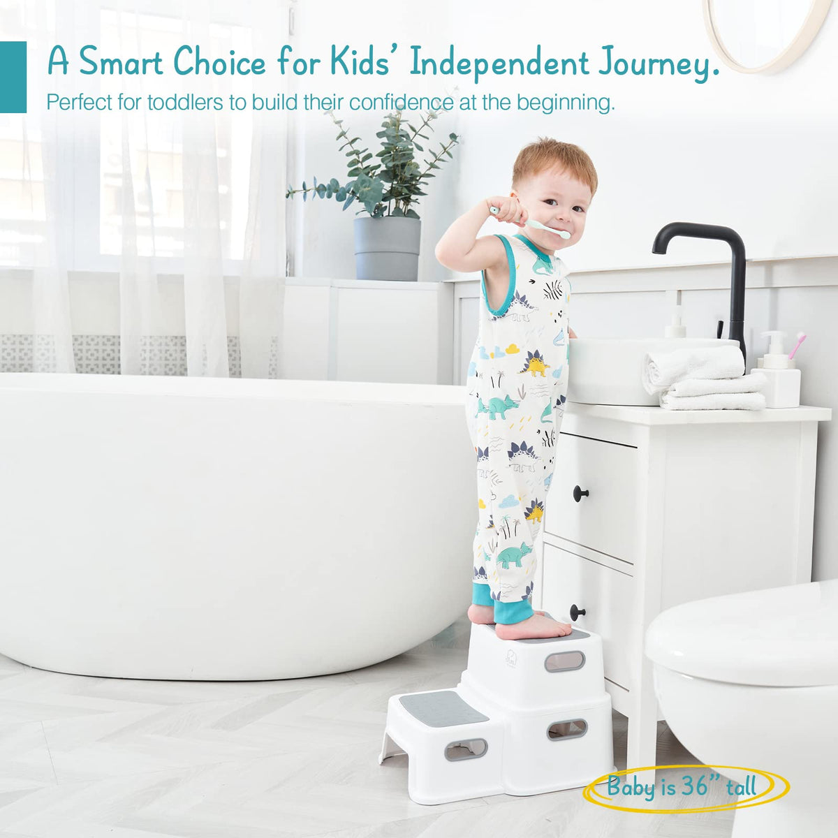 Forbena Toddler Step Stool for Bathroom Sink, 2 Step Stool for Kids Toilet Potty Training, Non-Slip