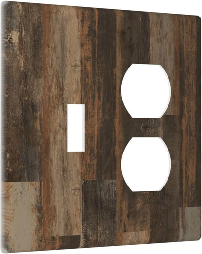Rustic Brown Wood Grain Dark Oak Wallplates 1 Toggle 1 Duplex Switch Plate Electrical GFCI