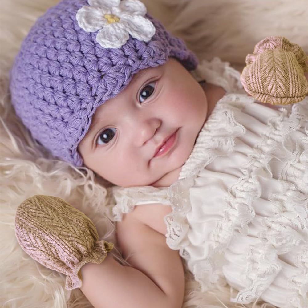 BQUBO Newborn Infant Toddler Mittens No Scratch Cotton Elastic Wrist Gloves Hypoallergenic for 0-6