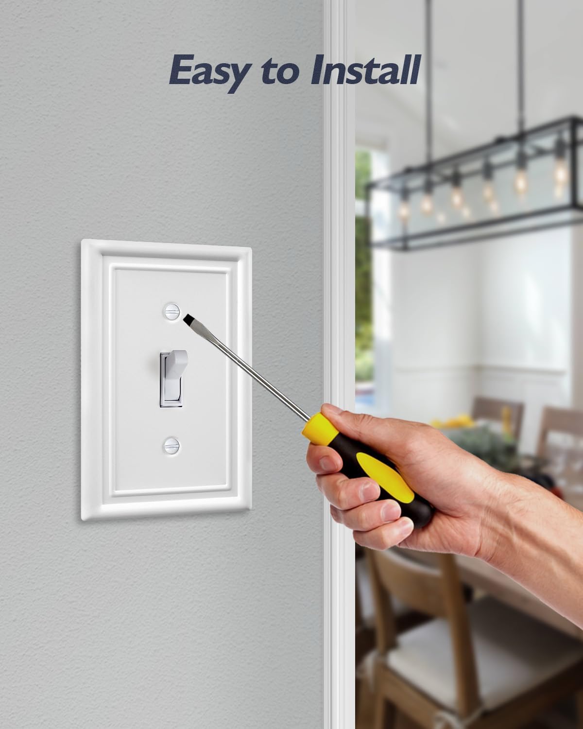 4-Pack Single Toggle Wallplate, White Light Switch Cover Plate, Metal Switch Plate Covers