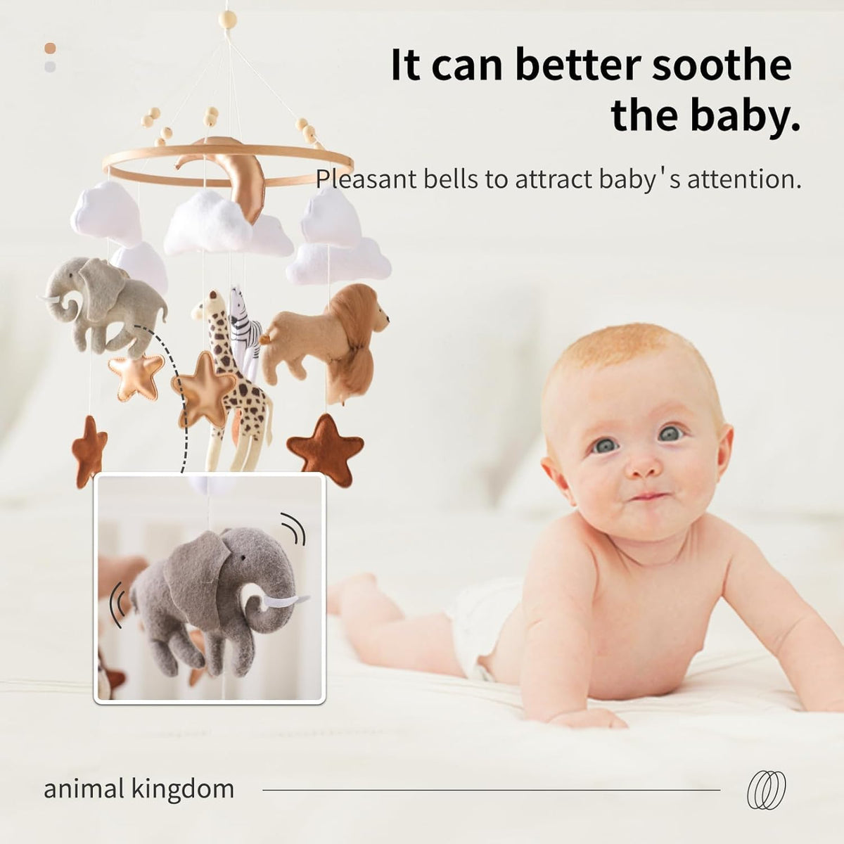 Ikubigu Baby Mobile for Crib, Baby Crib Mobile for Boys Girls, Baby Mobile for Bassinet, Boho