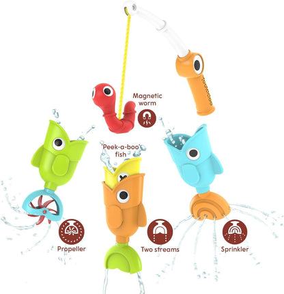 Yookidoo Toddler Baby Bath Magnetic Fishing Game Toy with Water Effects (Ages 2+) Includes 3 Moving