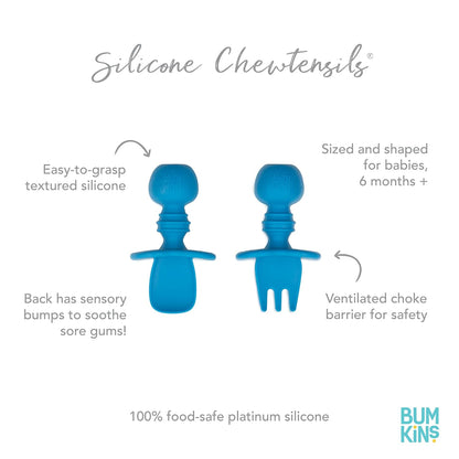 Bumkins Baby Utensils Set, Chewtensils Silicone Spoons for Dipping, Self-Feeding, Baby Led Weaning