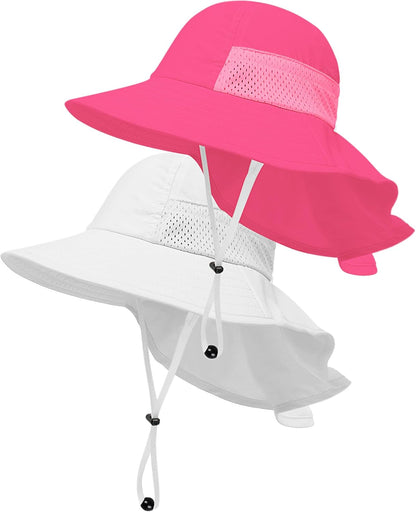 Toddler Baby Sun Hat Kids Summer UPF 50+ for Boys Girls Adjustable Beach Hats with Bucket Wide Brim