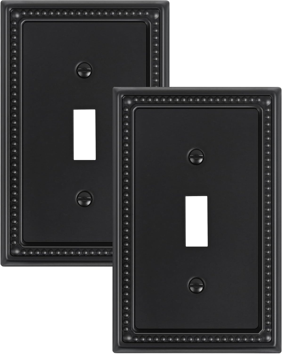 2-Pack Single Toggle Light Switch Cover Plate, Pearls Decorative Switch Plate Covers, Black 1 Gang