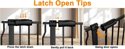 HOOEN 30" Tall Extra Wide Baby Gates for Doorways Stairs 86 to 105 Inch Large Long Pressure Mounted