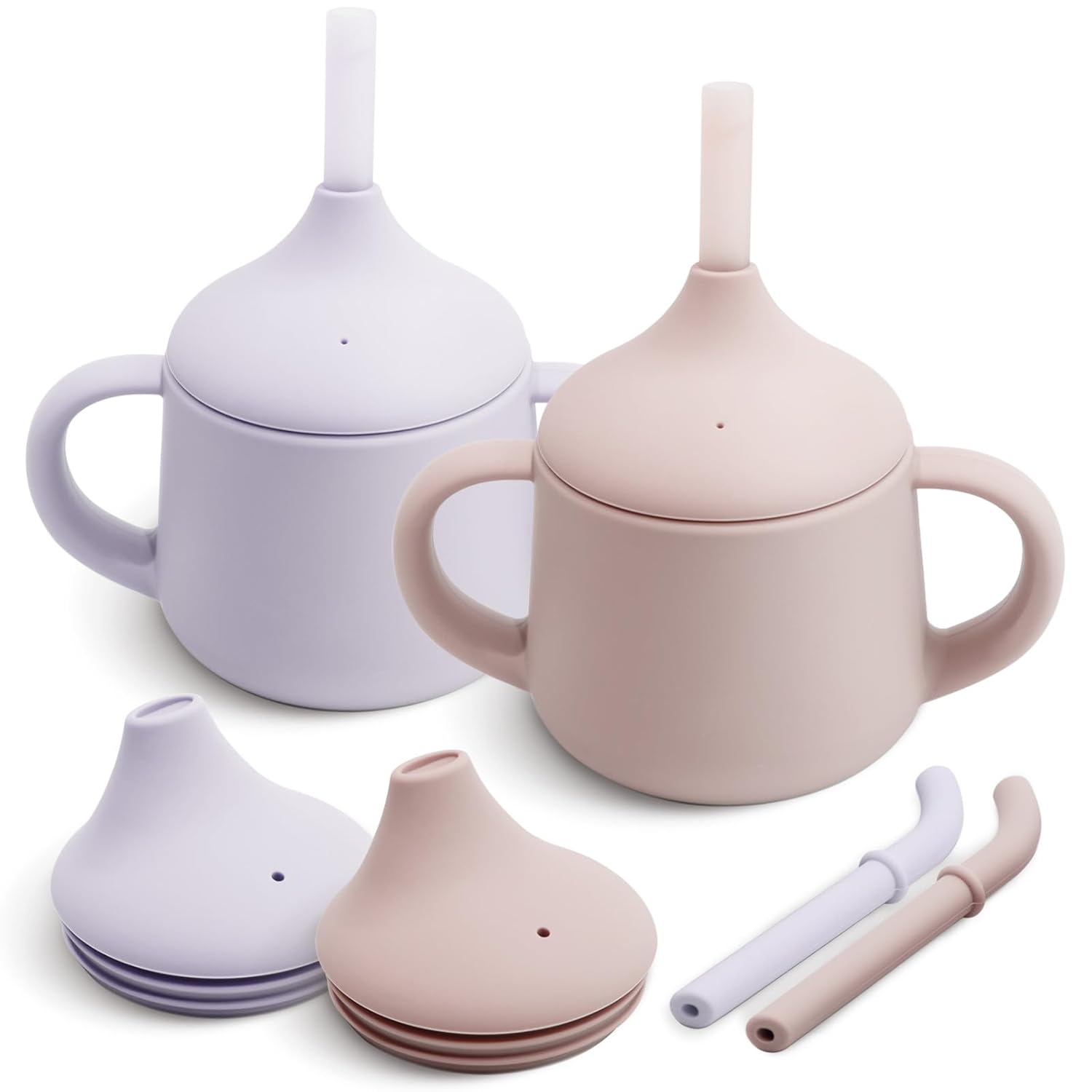 Moonkie Silicone Baby Sippy Cups | 3 Stages Training Cup Straw Cup for Infants Toddlers and Kid | 4