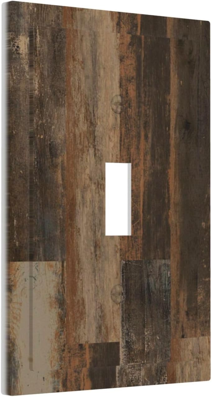 Rustic Brown Wood Grain Dark Oak Decorative Light Switch Cover 1 Gang Single Toggle Device