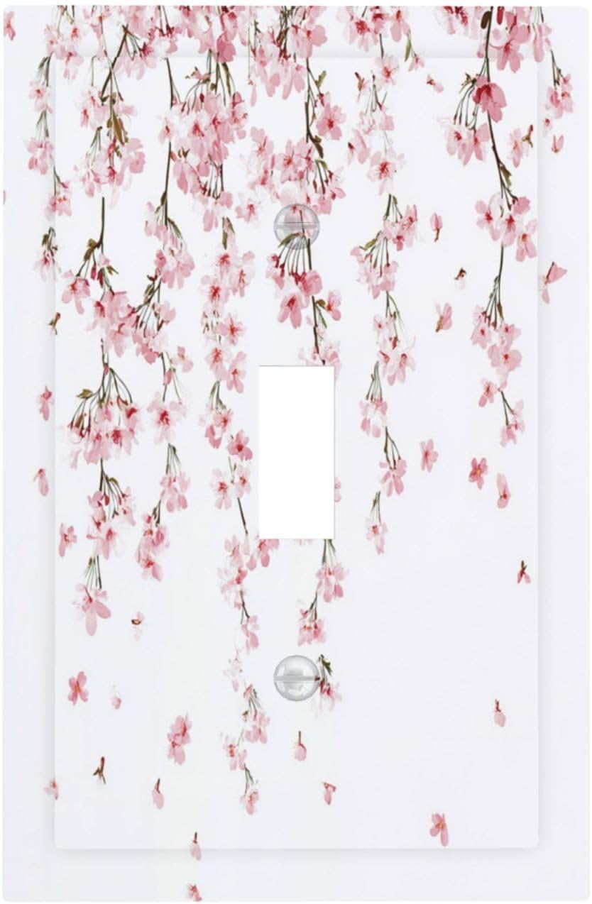 Decorative Light Switch Cover Sakura Plant Floral Pink Flowers 1 Gang Single Toggle Device