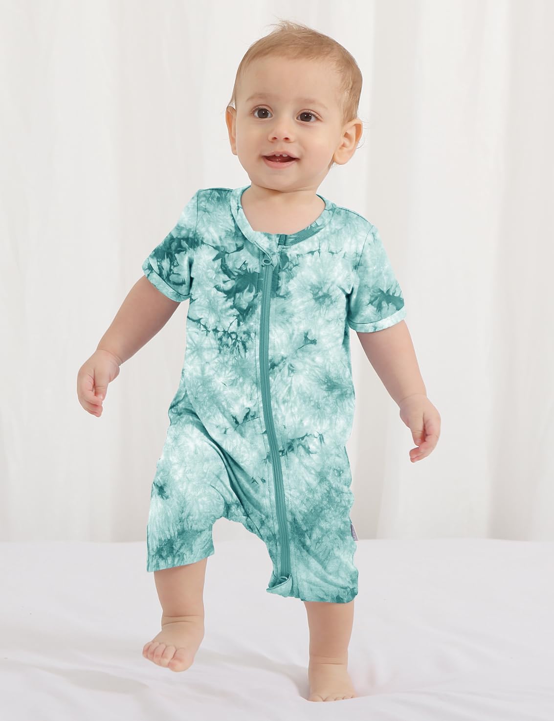 Jimonda Baby Girl Boys Rayon From Bamboo Pajamas 3 Pack Short Sleeve Footless Romper 2 Way Zipper