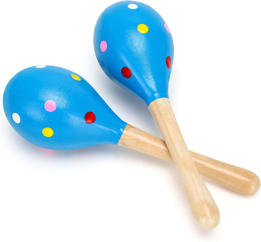 2 Pcs Maracas, Hand Percussion Rattles for Kids, Wooden Rumba Shaker Hand Musical Instruments with