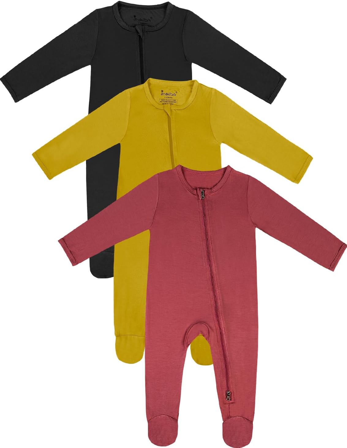 Jimonda Baby Romper Boys Girls Bamboo Pajamas 2-Way Zipper Footed Unisex Zip-Up Sleepers Sleep and