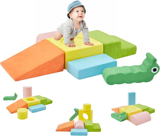 QUCHI Climbing Toys for Toddlers, Baby Climbing Blocks, 7-Piece Soft Foam Climbing Blocks Set, Baby