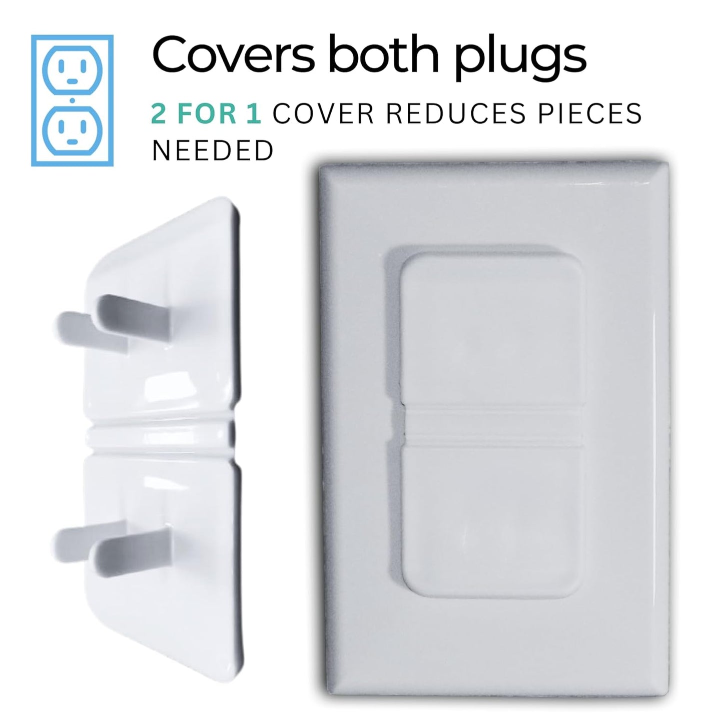 White Double Outlet Covers Baby Proofing (20 Pack, 40 Sockets) | Baby Proof Plug Covers for