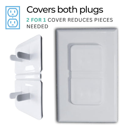 White Double Outlet Covers Baby Proofing (10 Pack, 20 Sockets) | Baby Proof Plug Covers for