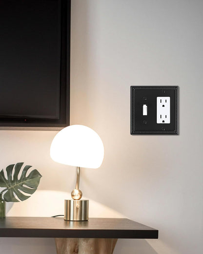 2-Pack Combo Toggle/Decorator Light Switch Cover Plate, Pearls Decorative Electrical Outlet Covers