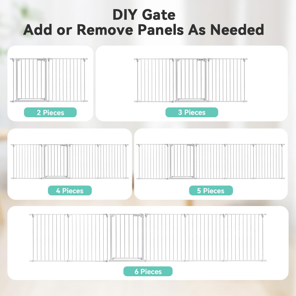 COMOMY 150" Extra Wide Baby Gate With Door - Auto Close Fence Play Area for House Doorways