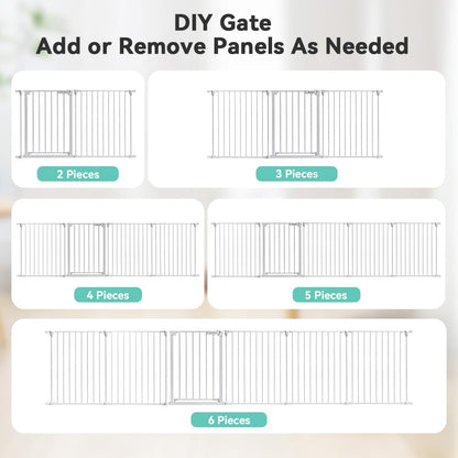 COMOMY 150" Extra Wide Baby Gate With Door - Auto Close Fence Play Area for House Doorways