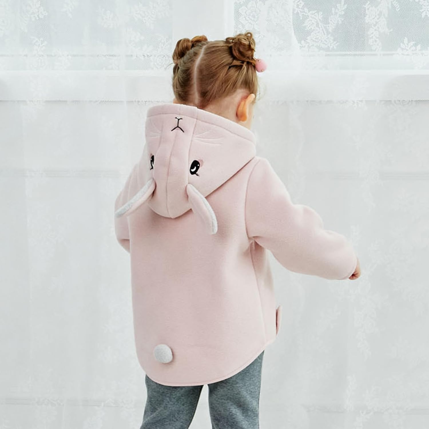 DAVE&BELLA Toddler Fleece Jacket, Baby Boys Girls Animal-shaped Hooded Zipper Long Sleeve Warm