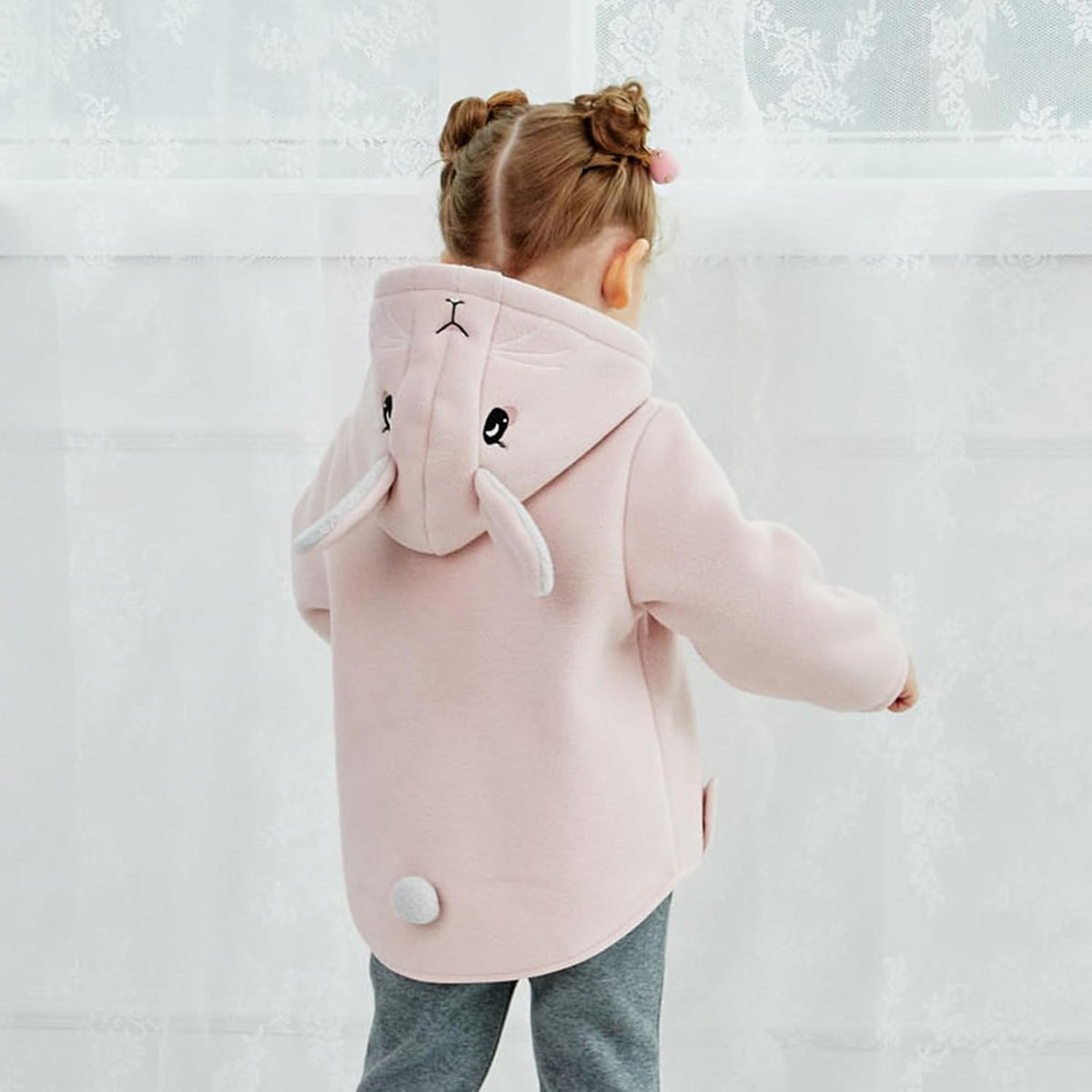 DAVE&BELLA Toddler Fleece Jacket, Baby Boys Girls Animal-shaped Hooded Zipper Long Sleeve Warm