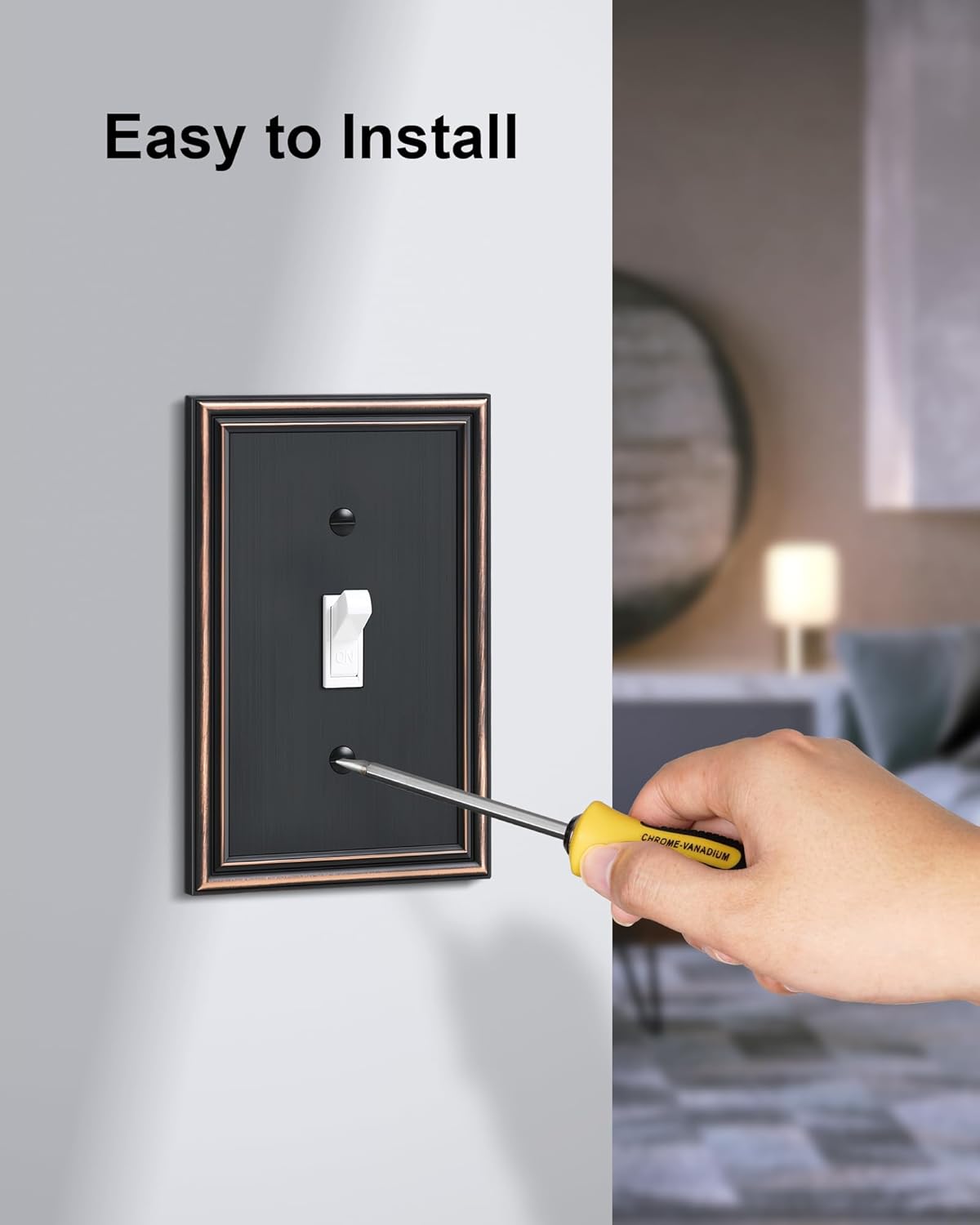 4-Pack Single Toggle Light Switch Cover Plate, Durable Solid Zinc Alloy Decorative Switch Plate