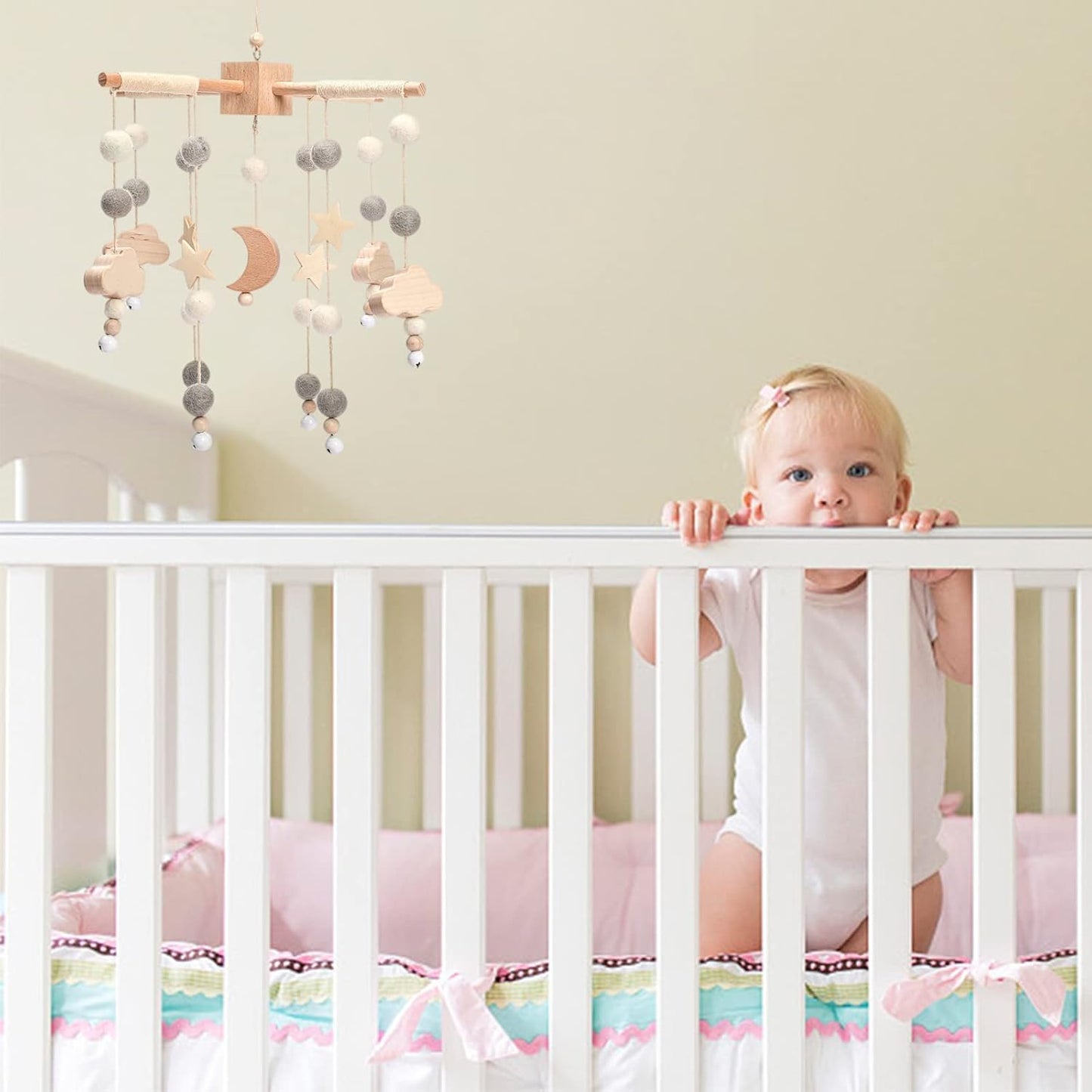 Baby Mobile for Crib | Baby Crib Nursery Mobile Star Moon for Baby Boys and Girls | Boho Nursery