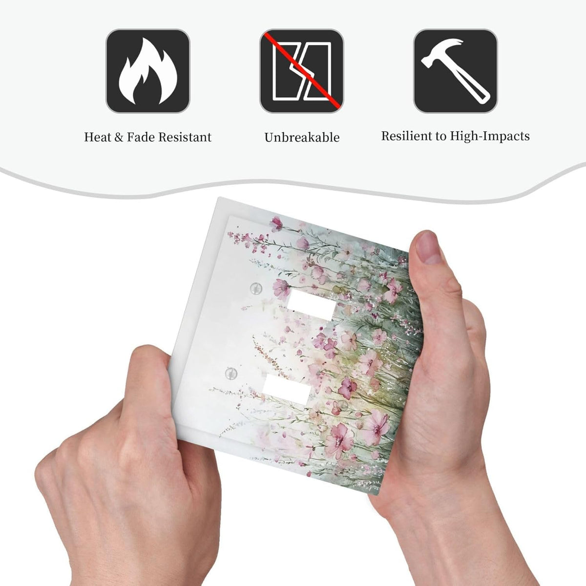 Decorative Switch Plates Wildflower Botanical Watercolor Floral 2 Gang Double Toggle Outlet Light