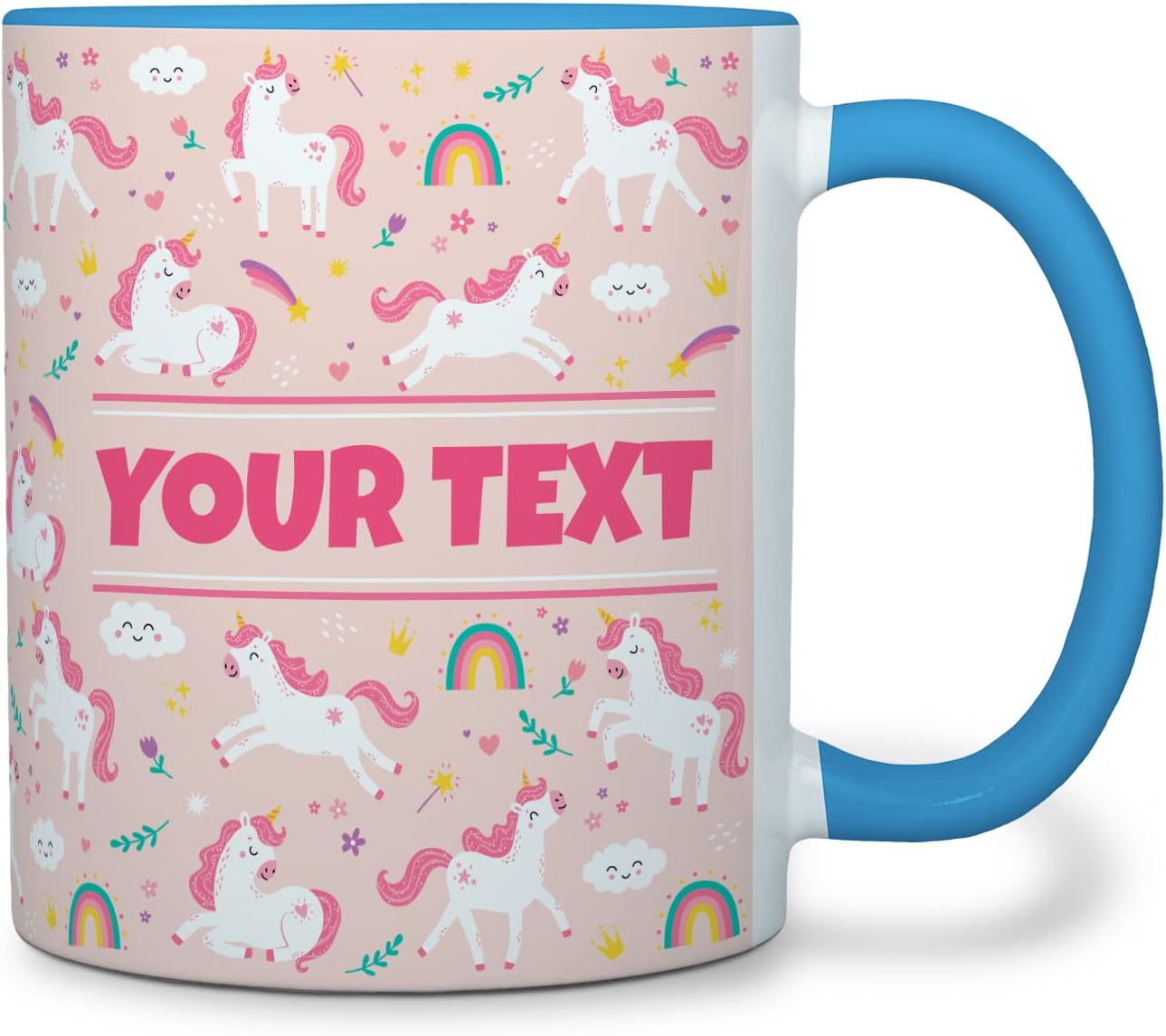 Personalized Mug for Kids - Pink Unicorn - Custom Name/Text, Ceramic Hot Chocolate/Cocoa/Coffee Cup