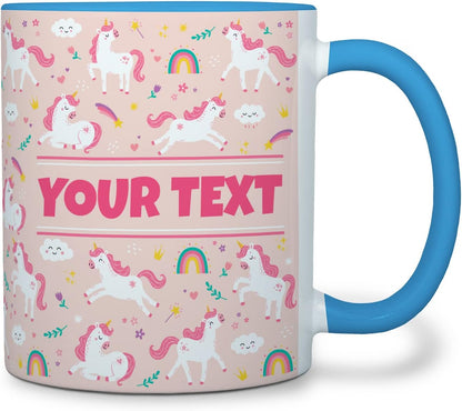 Personalized Mug for Kids - Pink Unicorn - Custom Name/Text, Ceramic Hot Chocolate/Cocoa/Coffee Cup