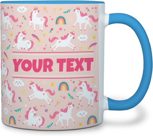Personalized Mug for Kids - Pink Unicorn - Custom Name/Text, Ceramic Hot Chocolate/Cocoa/Coffee Cup
