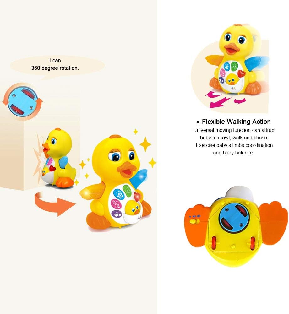 Musical Flapping Yellow Duck Interactive Action Educational Learning Walking Light Up Dancing Toy
