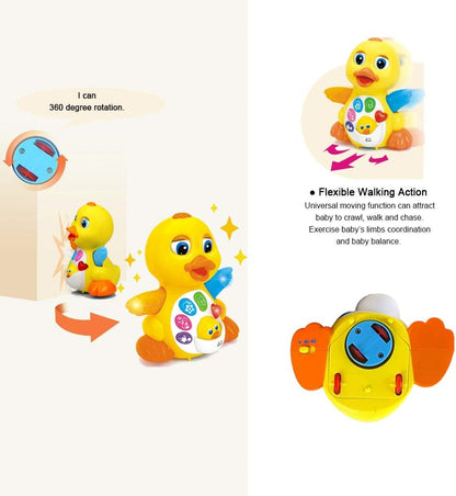 Musical Flapping Yellow Duck Interactive Action Educational Learning Walking Light Up Dancing Toy