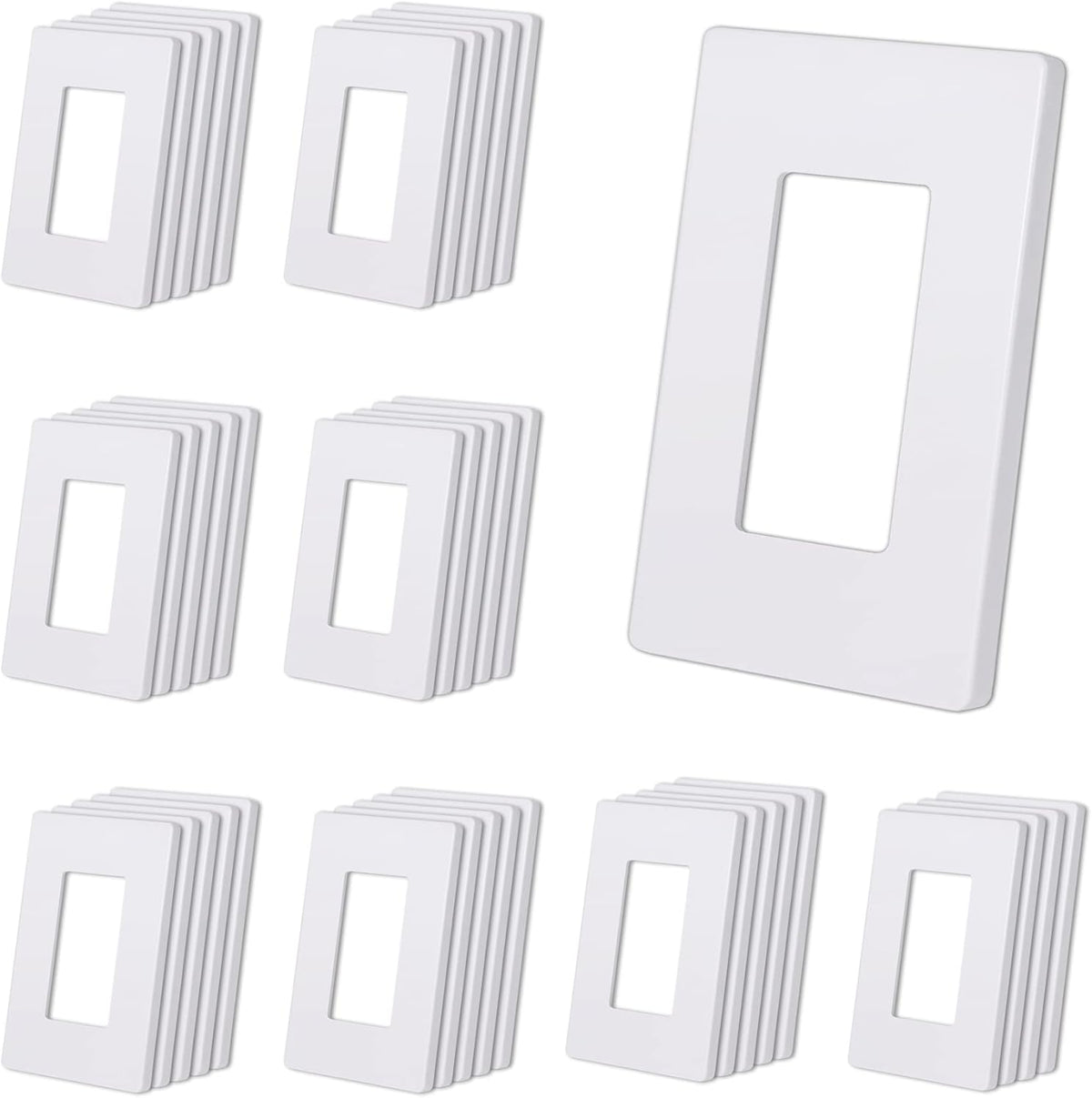 CML Matte White 1-Gang Screwless Decorative Wall Plates, 40 Pack Decorator Light Switch Covers