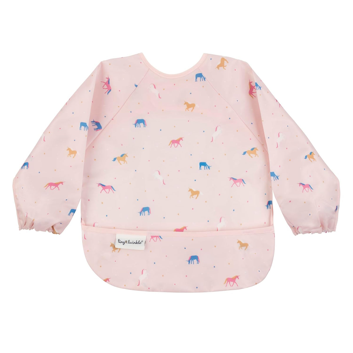 Tiny Twinkle Mess Proof Baby Bib,Waterproof Smock Baby Bib for Eating,Machine Washable Long Sleeve